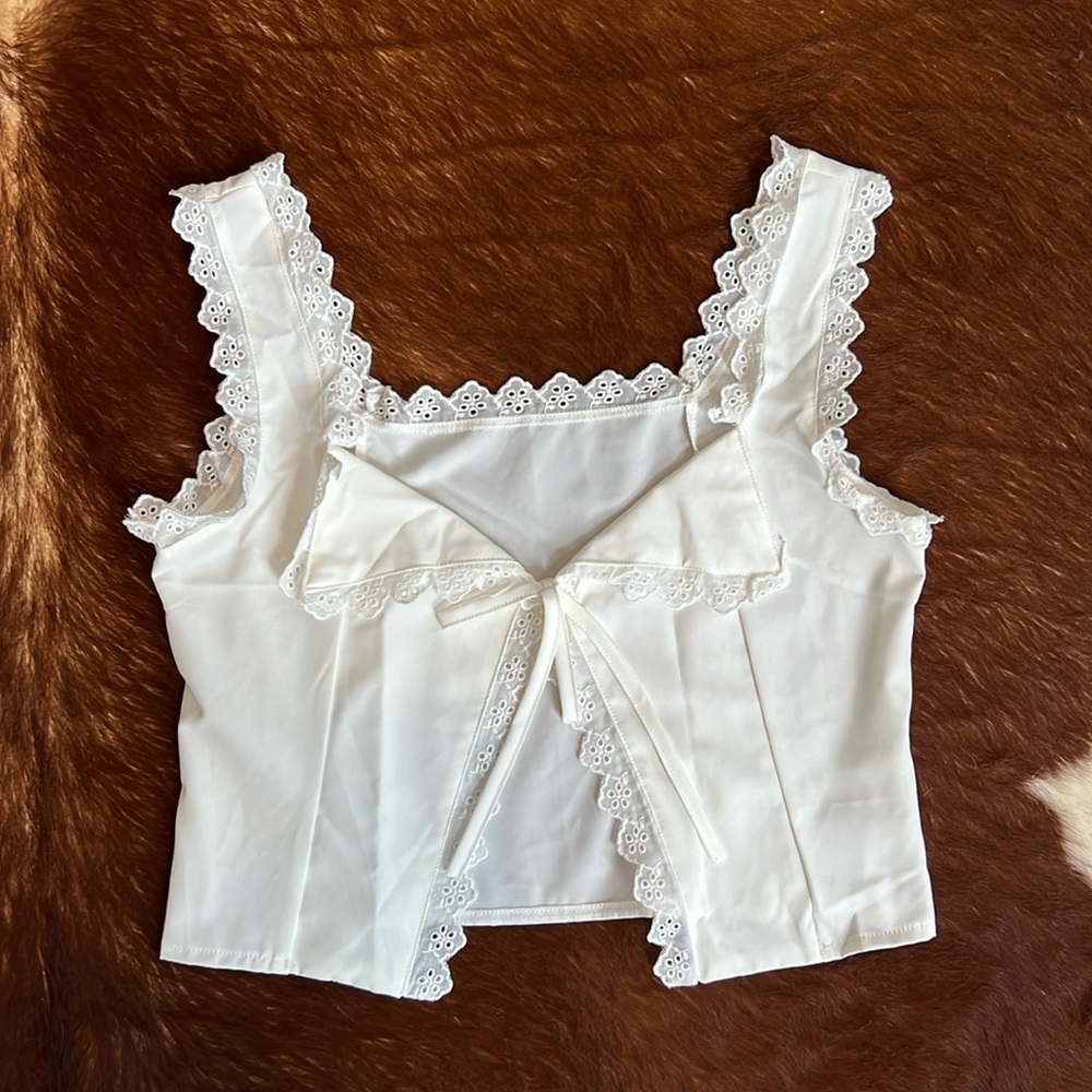 Coastal Cowgirl Tie Front White Crop Top